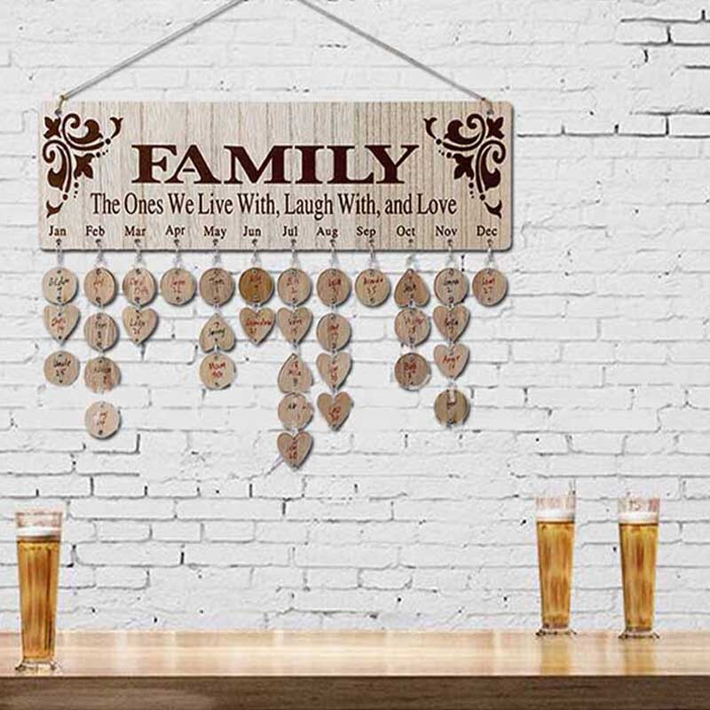 Wood DIY Family Plaque Wall Hanging Calendar
