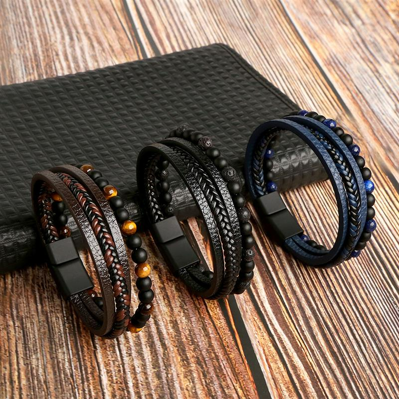 Men Multi Layer Leather Bracelet