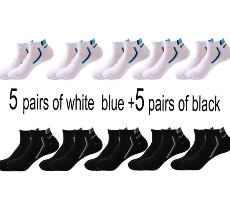 10 Pairs Men Athletic Ankle Socks