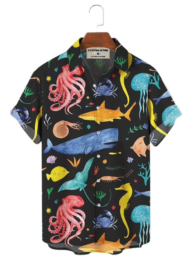 Men Casual Sea Marine Animals 3D Print Shirt