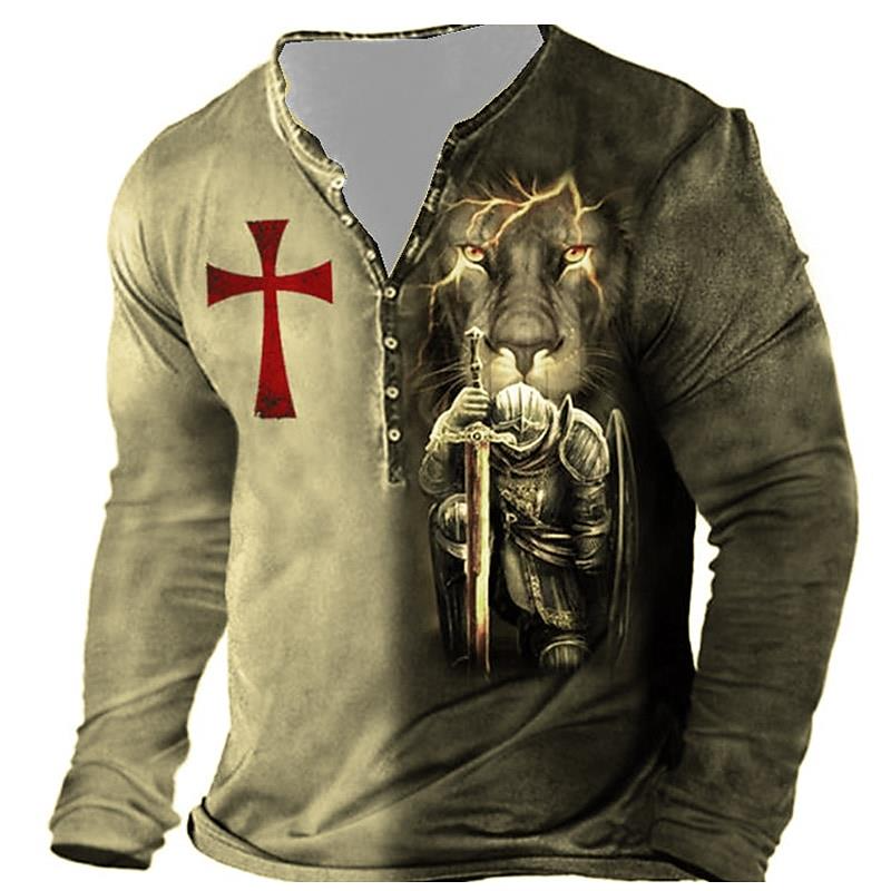 Vintage Men's  Knights Templar Print Shirt