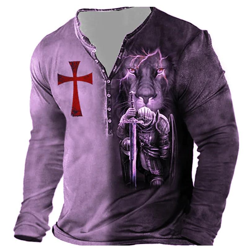 Vintage Men's  Knights Templar Print Shirt