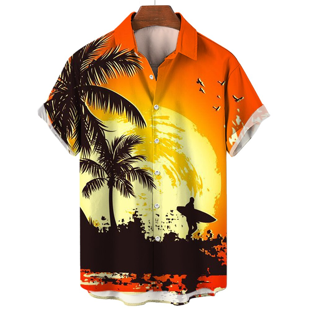 Summer Hawaiian Men's 3d Beach Printed Blouse